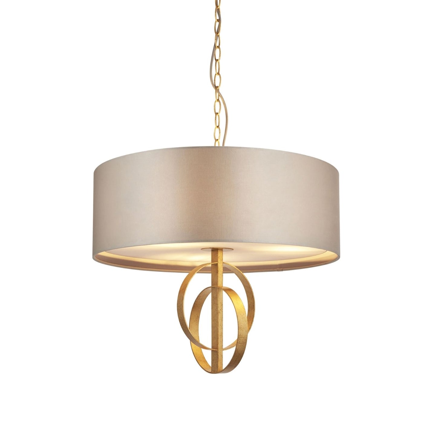 Serenity 3 Light Antique Gold & Mink Pendant Ceiling Light