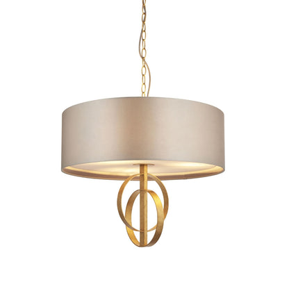 Serenity 3 Light Antique Gold & Mink Pendant Ceiling Light