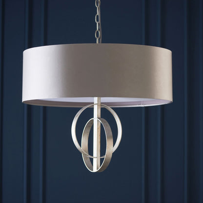 Serenity 3 Light Antique Silver & Mink Pendant Ceiling Light