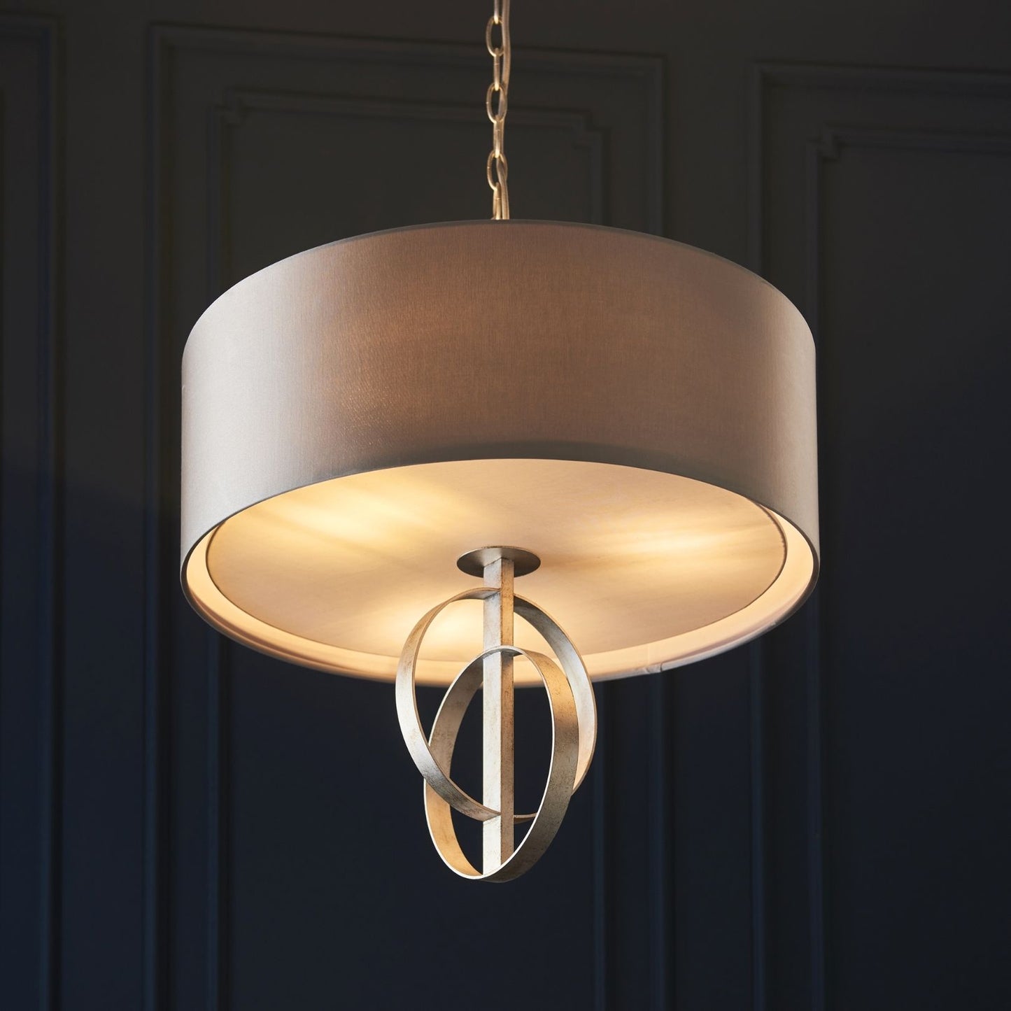 Serenity 3 Light Antique Silver & Mink Pendant Ceiling Light