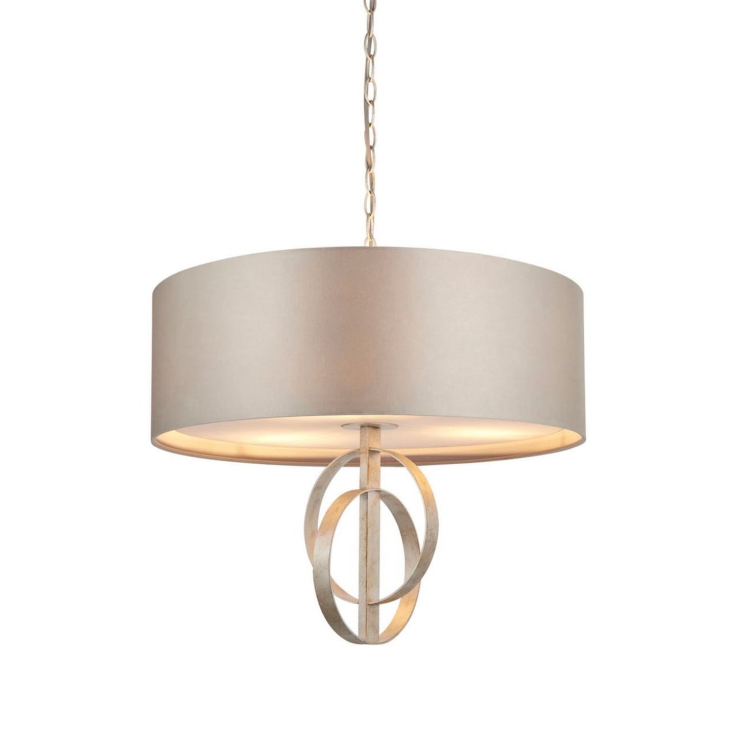 Serenity 3 Light Antique Silver & Mink Pendant Ceiling Light