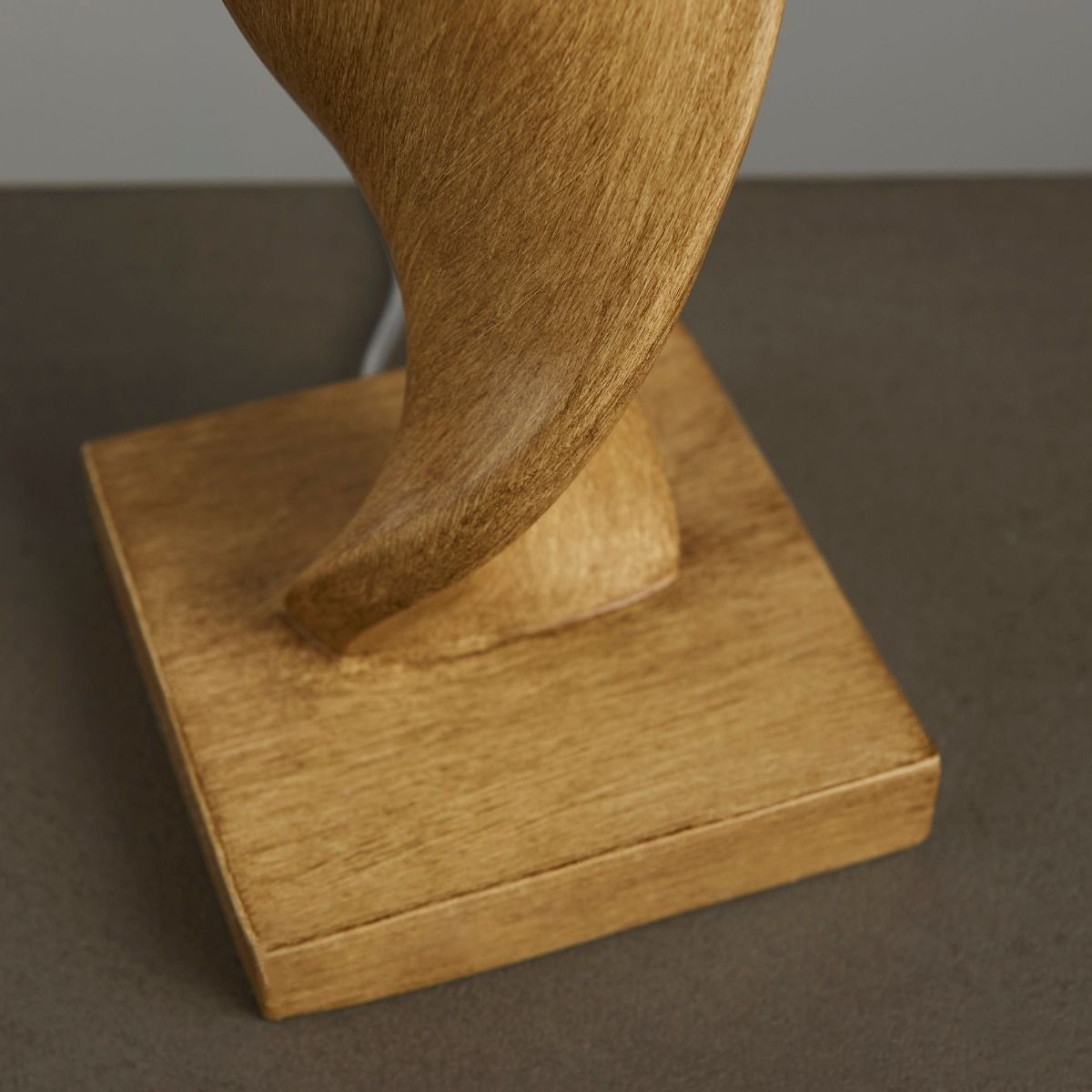 Abia Oak Effect & Natural Linen Table Lamp