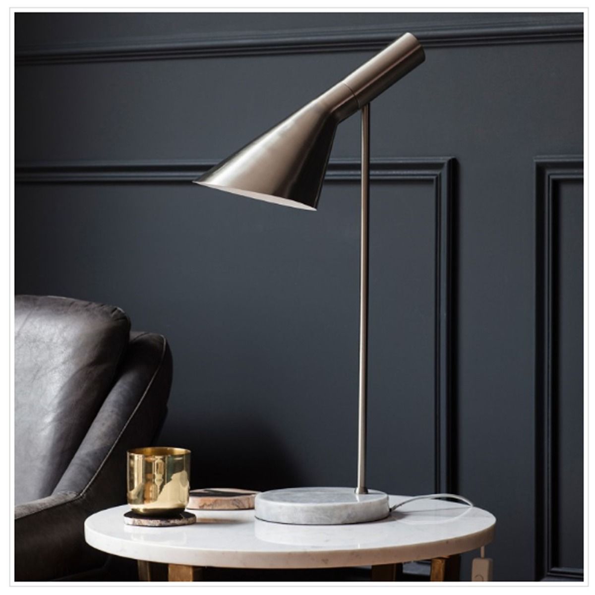 Carlo Polished Chrome & Marble Table Lamp