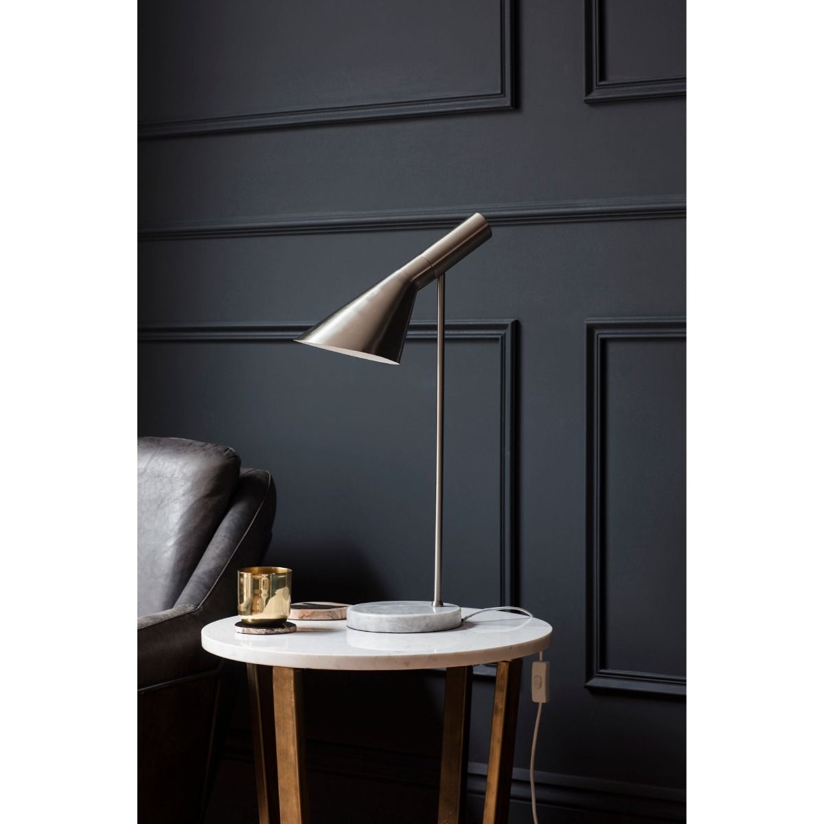 Carlo Polished Chrome & Marble Table Lamp