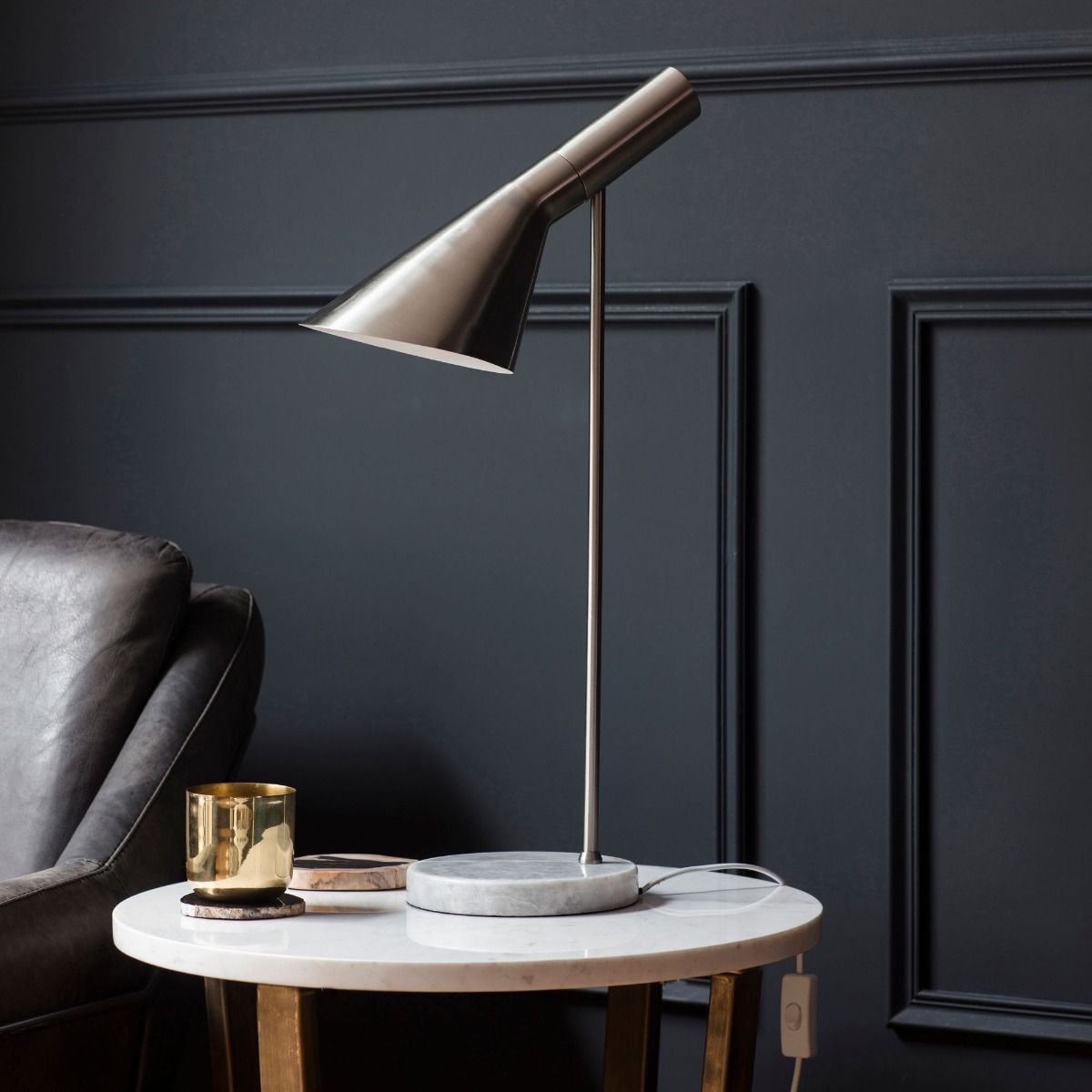 Carlo Polished Chrome & Marble Table Lamp