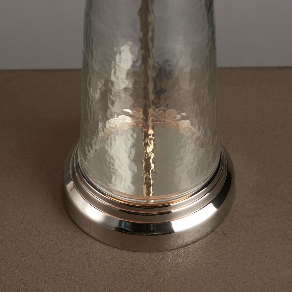 Winslet Grey Velvet & Clear Hammered Glass Table Lamp