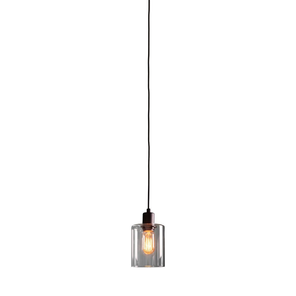 Toledo 1 Light Matt Black & Glass Ceiling Pendant
