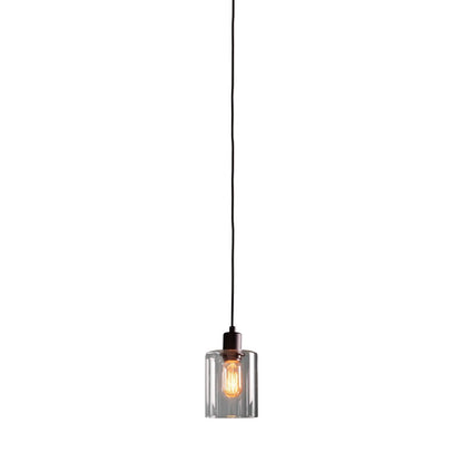 Toledo 1 Light Matt Black & Glass Ceiling Pendant