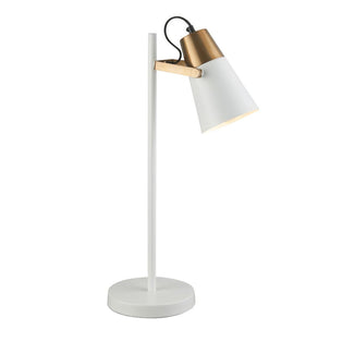 Gerik White & Brass Desk Table Lamp