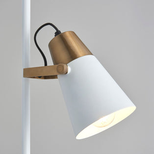 Gerik 2 Light White & Brass Task Floor Lamp