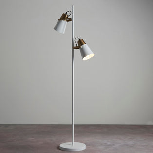 Gerik 2 Light White & Brass Task Floor Lamp