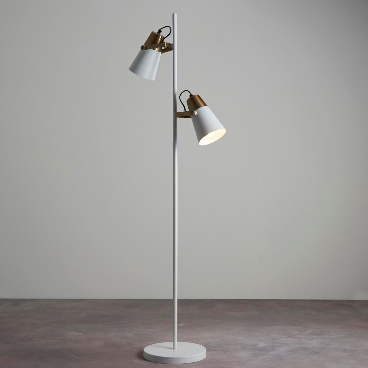Gerik 2 Light White & Brass Task Floor Lamp