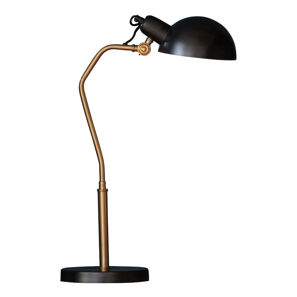 Largo Satin Brass & Black Desk Table Lamp