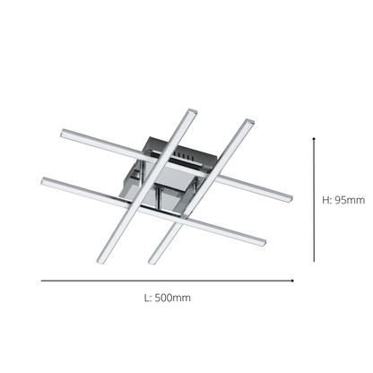 Lasana 4-Light Silver LED Flush Ceiling Light