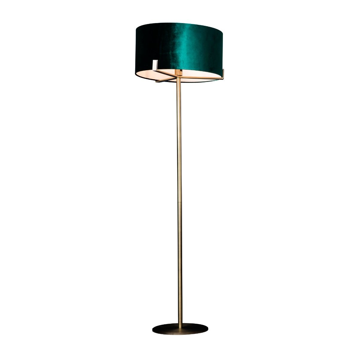 Hayfield Antique Brass & Green Velvet Floor Lamp