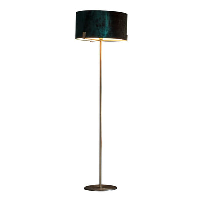 Hayfield Antique Brass & Green Velvet Floor Lamp