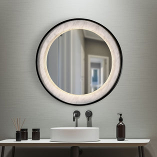 Luxo Black & Marble Effect LED Mirror