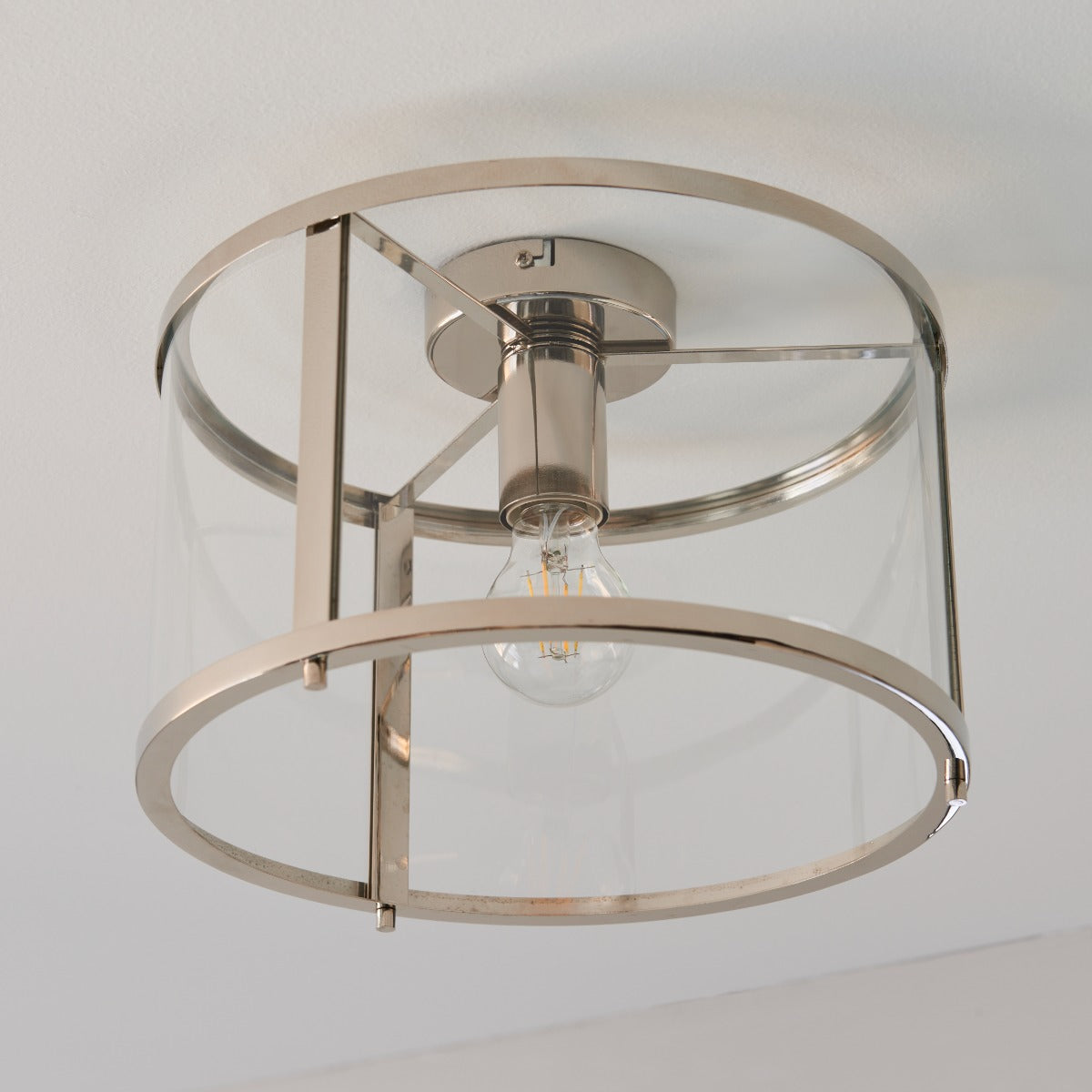 Hopton Flush Polished Nickel Ceiling Light