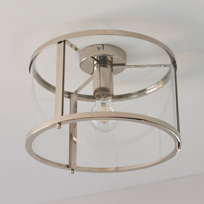 Hopton Flush Polished Nickel Ceiling Light