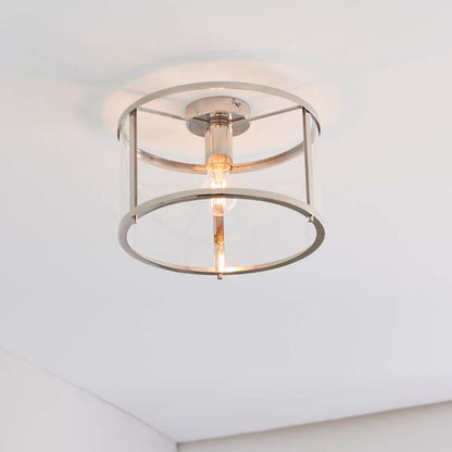 Hopton Flush Polished Nickel Ceiling Light