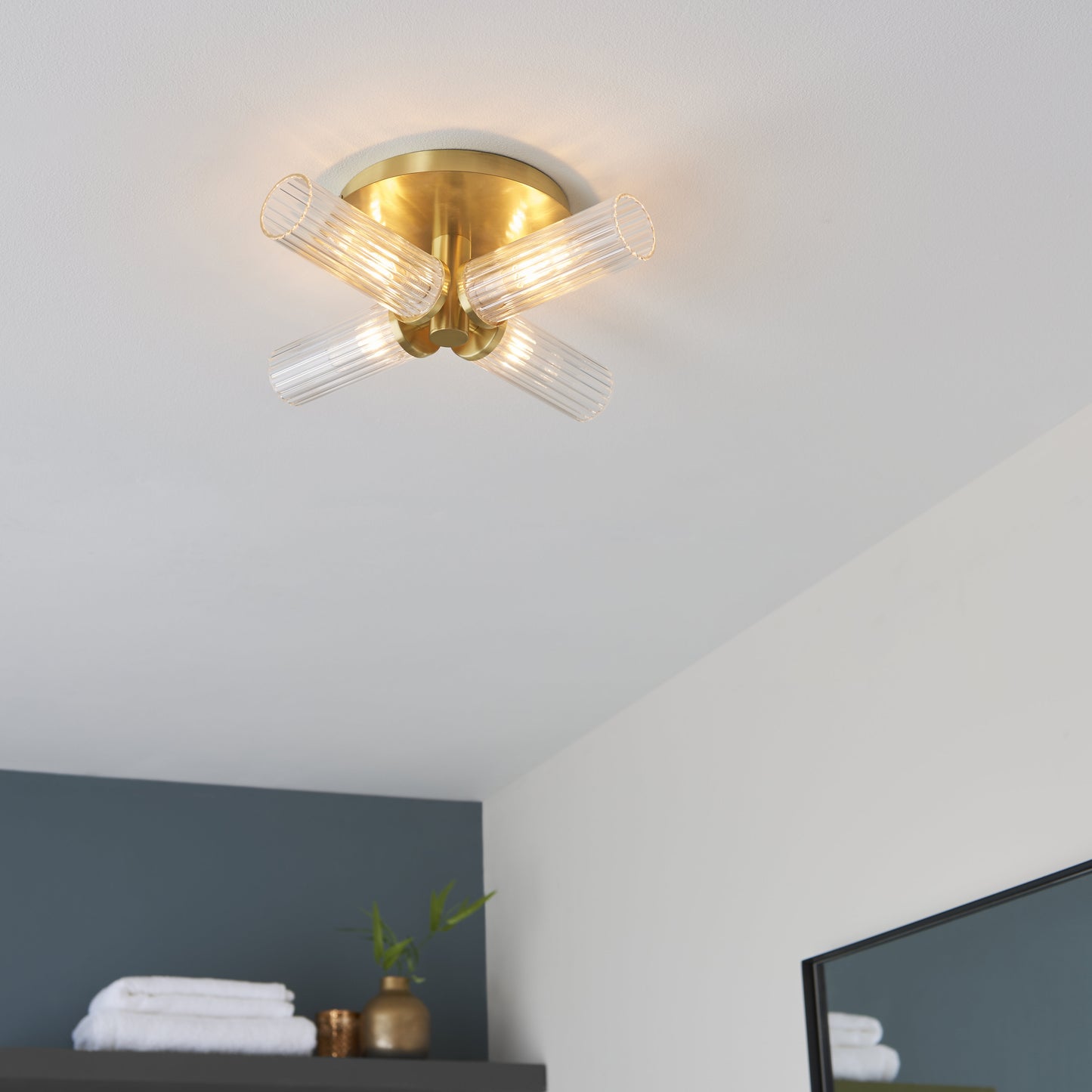 Talo 4 Light Semi Flush IP44 Satin Brass