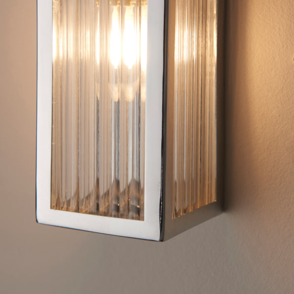 Newham Small Ribbed Glass Wall Light IP44