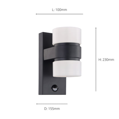 Atollari 2-Light Grey LED Outdoor Wall Light