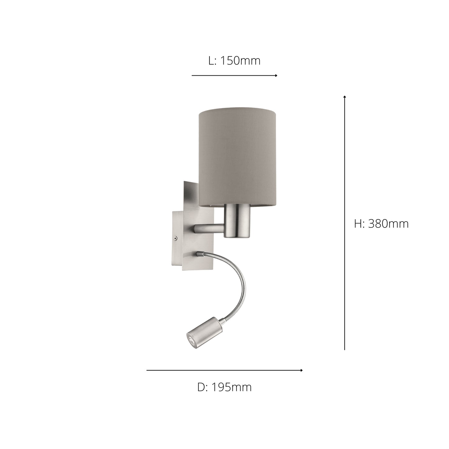 Pasteri Taupe Wall Light with Spotlight