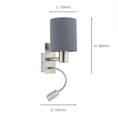 Pasteri Grey Wall Light with Spotlight