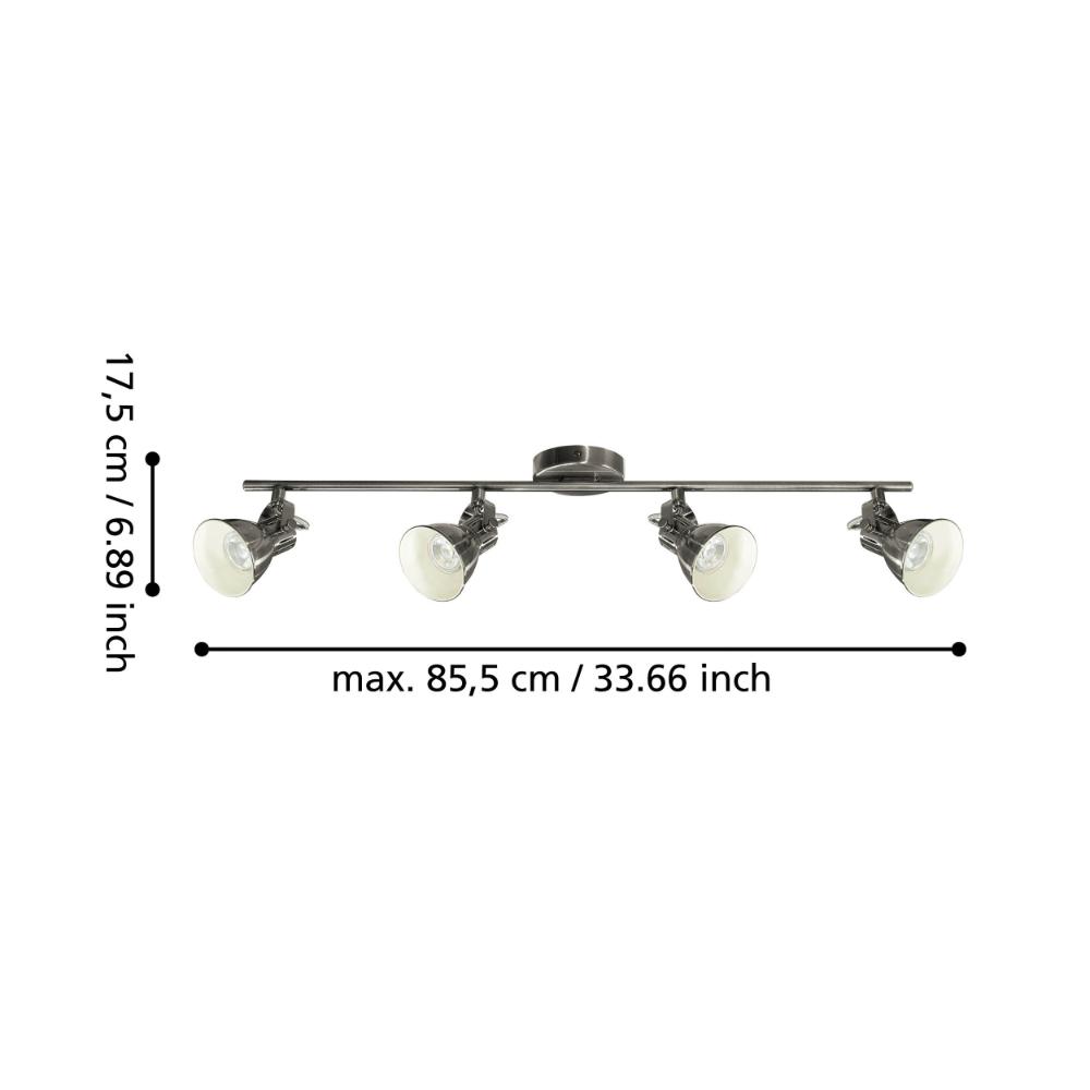 Seras 4-Spot Antique Nickel Spotlight Bar