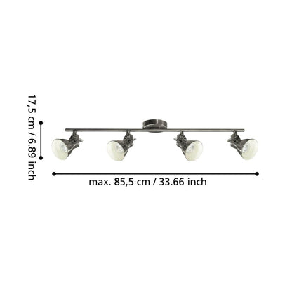 Seras 4-Spot Antique Nickel Spotlight Bar