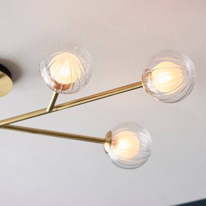 Udo 6 Light Satin Brass Semi Flush Ceiling Light