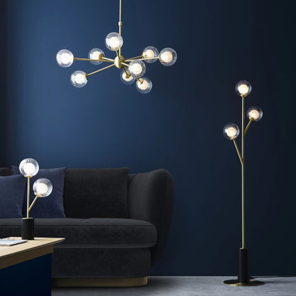 Udo 9 Light sating Brass Ceiling Pendant