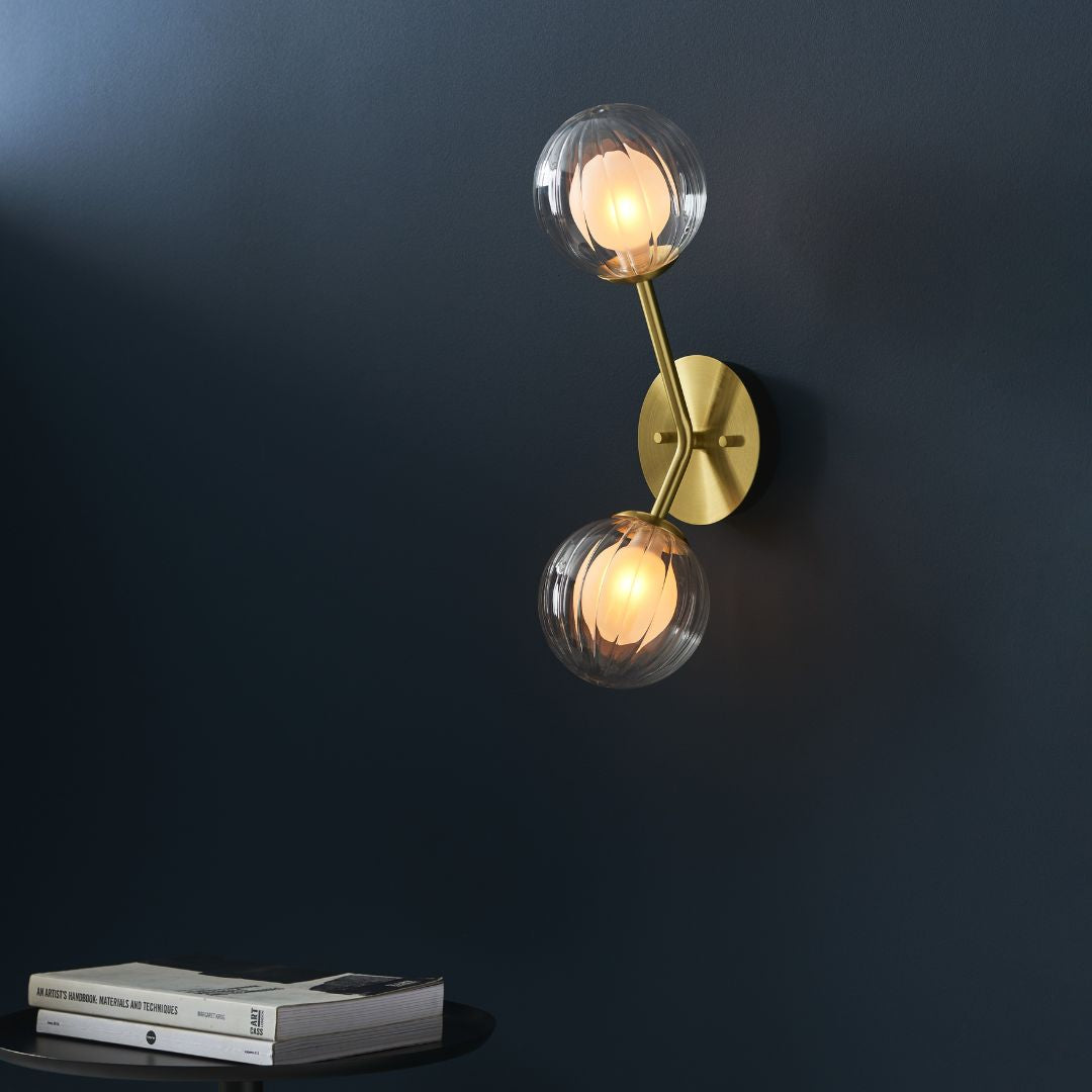 Udo 2 Light Satin Brass Wall Light