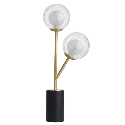 Udo 2 Light Satin Brass Table Lamp with Glass Shades