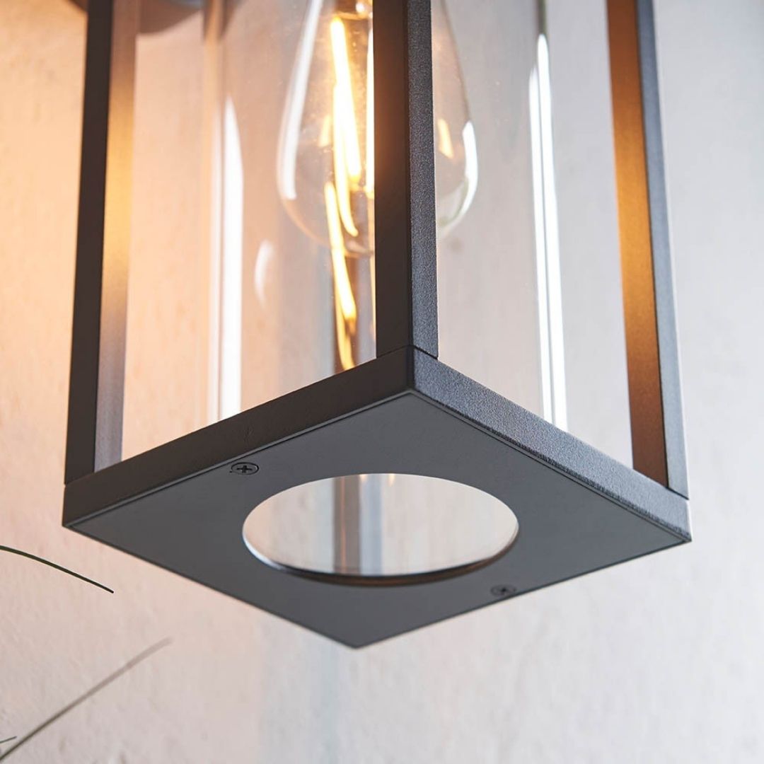 Hamden Black & Glass Outdoor Wall Light