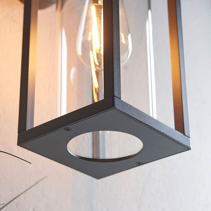 Hamden Black & Glass Outdoor Wall Light