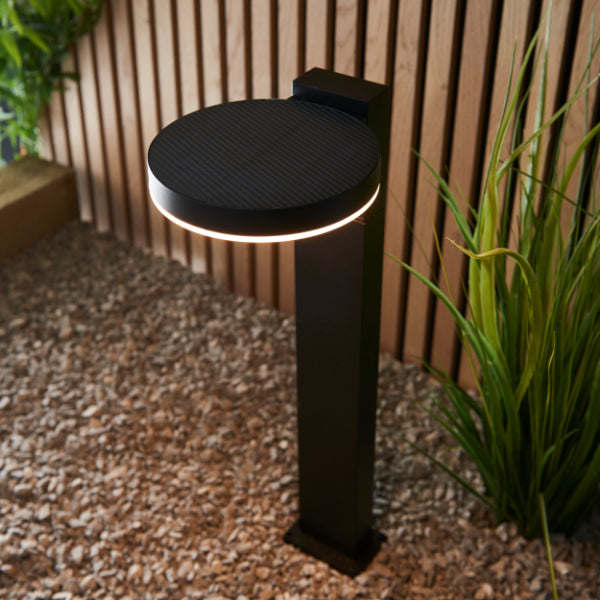 Ebro Outdoor IP44 PIR Black Solar-Powered Post