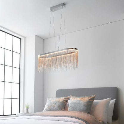 Orphelia Polished Chrome Oval LED Linear Pendant