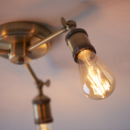 Hal 3 Light Semi Flush Antique Brass