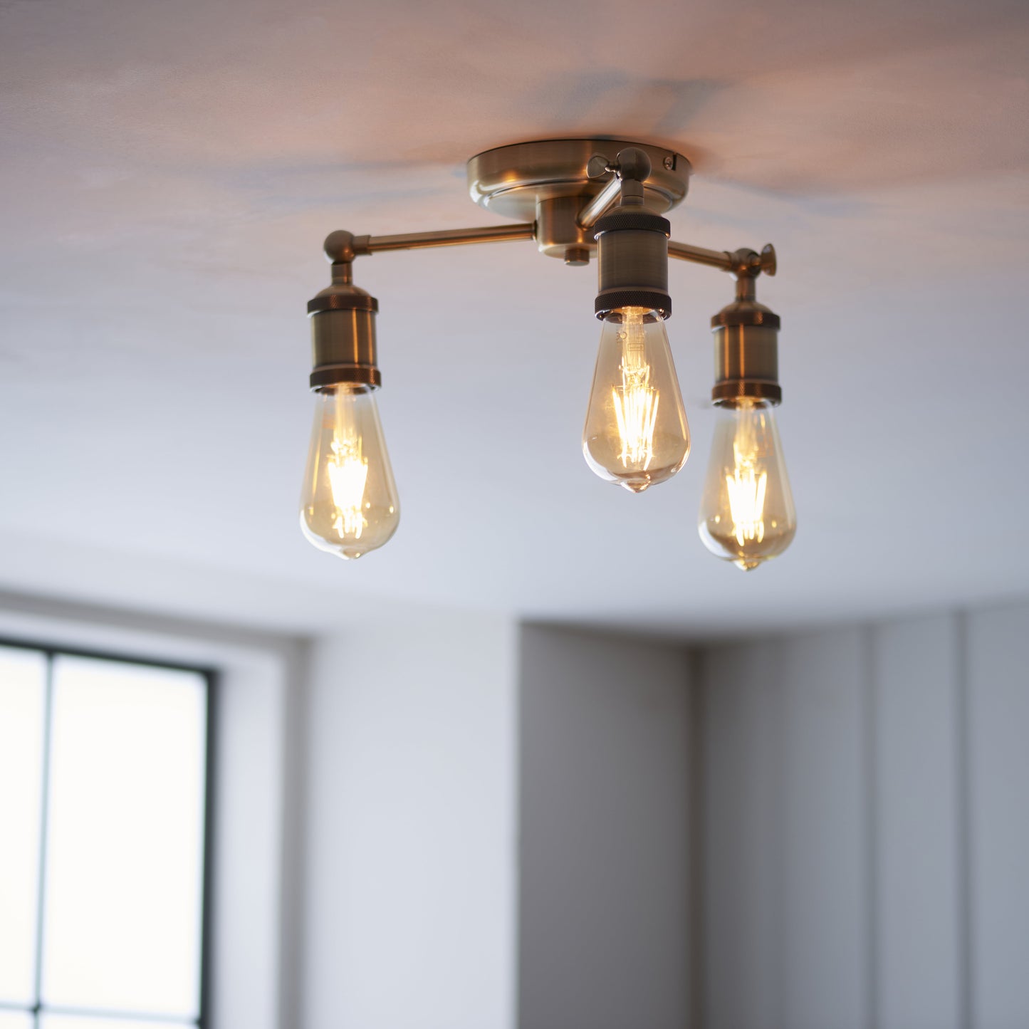 Hal 3 Light Semi Flush Antique Brass