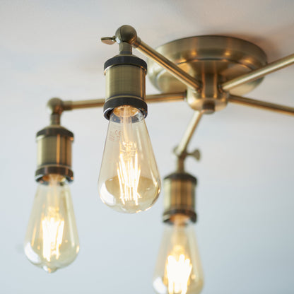 Hal 5 Light Semi Flush Antique Brass