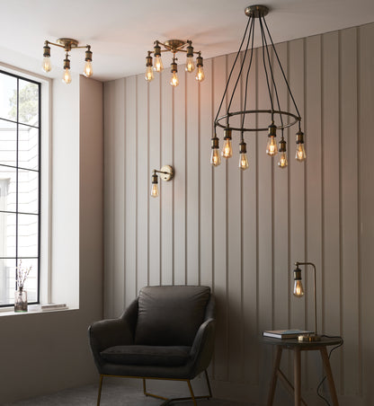 Hal 5 Light Semi Flush Antique Brass