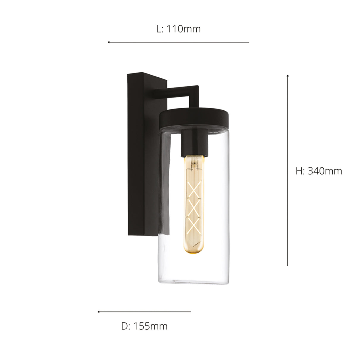 Bovolone Black Outdoor Wall Light