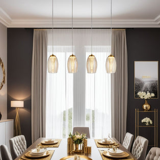 Cyclone 4 Light Bronze & Glass Ceiling Pendant Bar