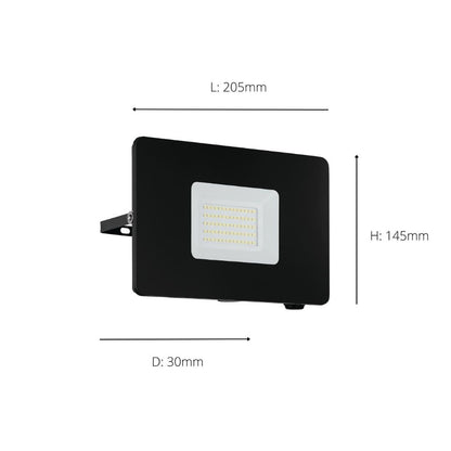 Faedo 3 50W LED Daylight Floodlight IP65 Black
