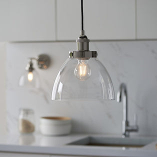 Hansen Polished Nickel & Glass Pendant Ceiling Light