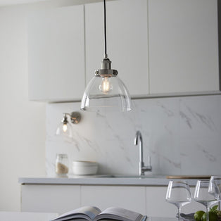 Hansen Polished Nickel & Glass Pendant Ceiling Light