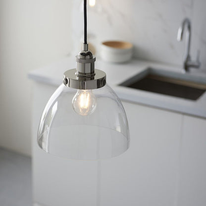 Hansen Polished Nickel & Glass Pendant Ceiling Light