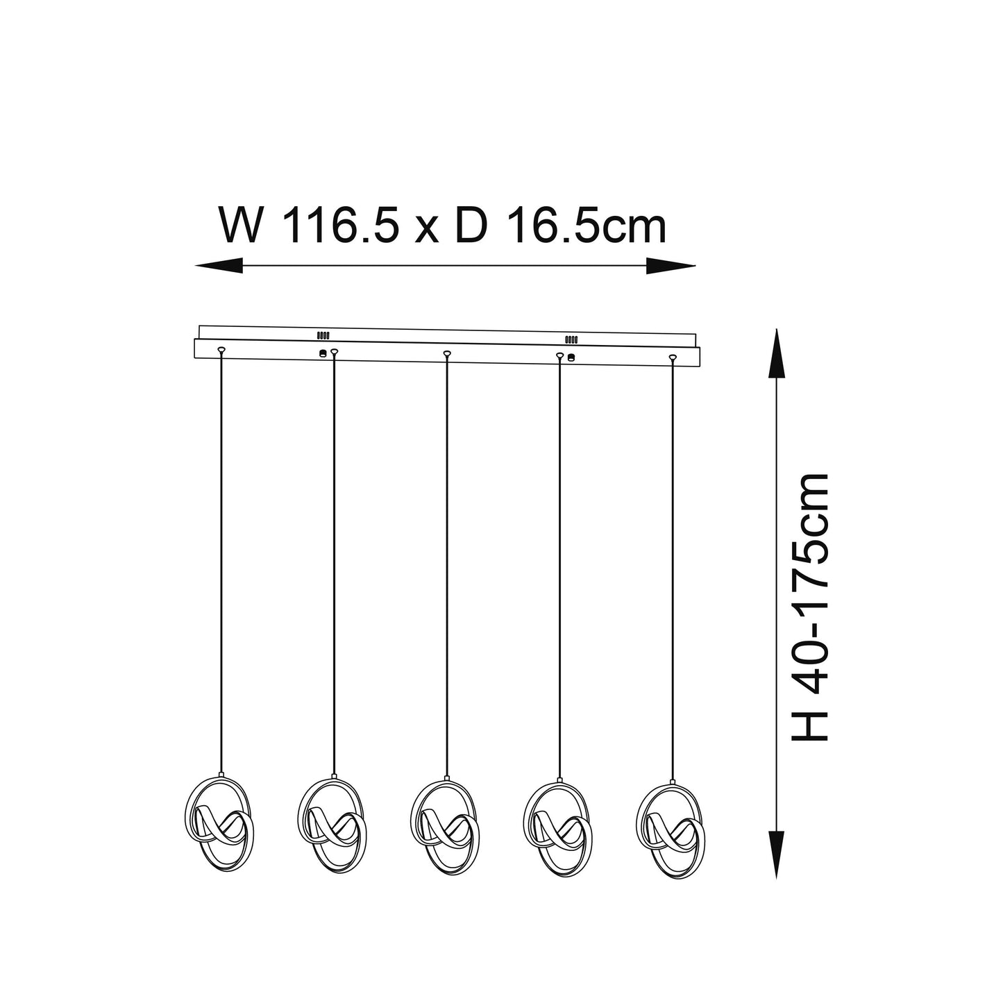 Cosma 5 Light Bar Pendant Black